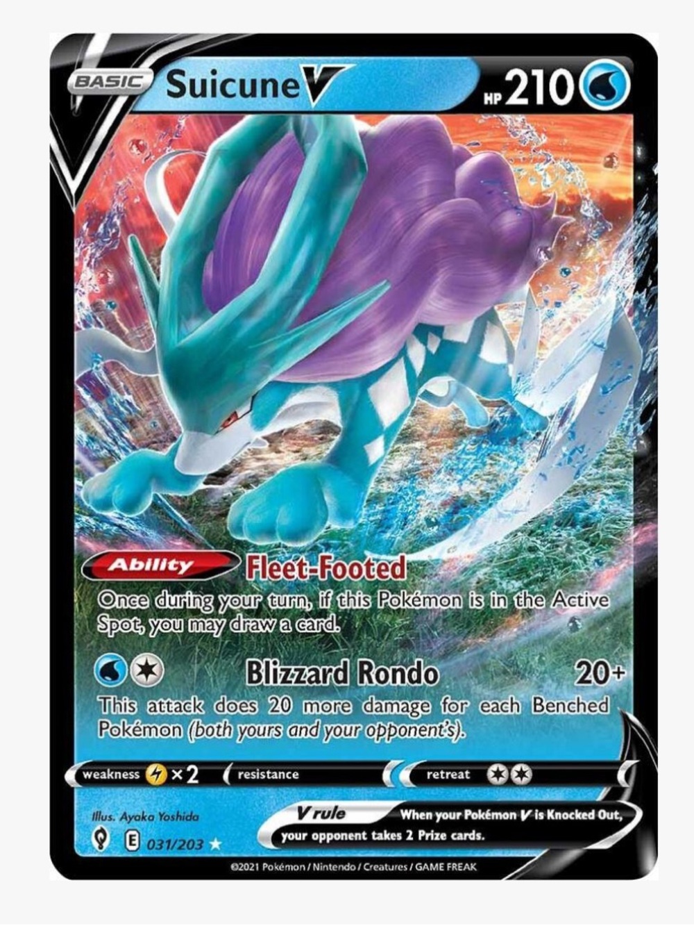 Suicune V SWSH07: Evolving Skies Pokemon Trading Card